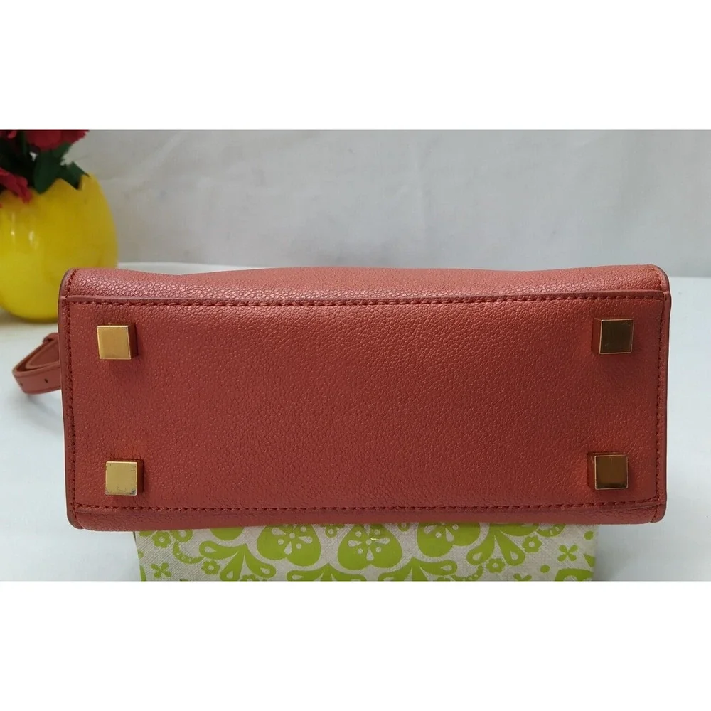 CHARLES & KEITH Orange Leather Pushlock Top Handle Satchel Crossbody Bag